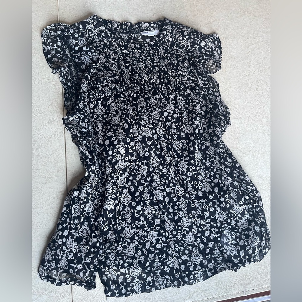 beachlunchlounge Black and White Floral Blouse